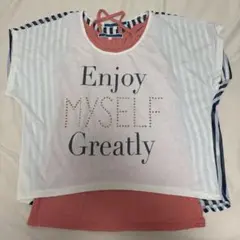 Enjoy Myself Greatly 半袖 Tシャツ 重ね着風のサムネイル