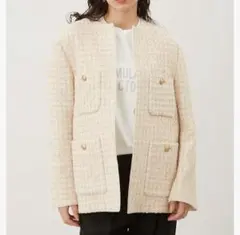 新品♡ ミラオーウェン　金釦パッチポケットルーズツイードジャケット 0