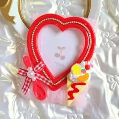 【訳あり】B8 ピンク 赤 大きいハートとクレープの硬質ケースデコ フルーツ