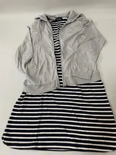 EASTBOY のストライプ ノースリーブワンピース とグレー　パーカーのセット