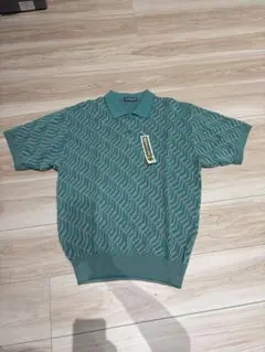 【新品・タグ付き】SIMPLE LIFE 総柄ニットポロシャツ メンズ Mサイズ