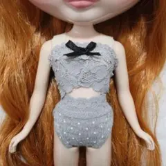 ブライス、リカちゃん、1/6サイズ、アイシードール、グレー上下セット下着①