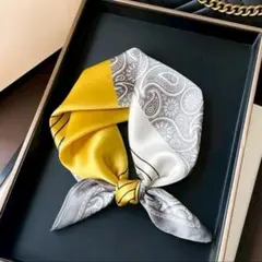 スカーフ　シルク調　バッグスカーフ　ヘアアクセ　ワンポイント　ストール　通勤