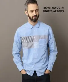 BEAUTY&YOUTH UNITED ARROWS パネルスイッチシャツ 青S