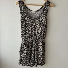 CHERISH レオパードワッフル生地ロンパース Mサイズ相当 ヒョウ柄 ウェア