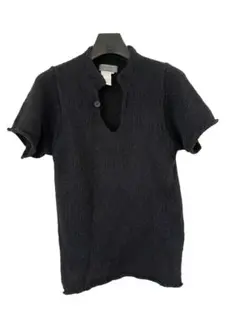 Yohji Yamamoto 半袖ニット ヘンリーネック ブラックのサムネイル