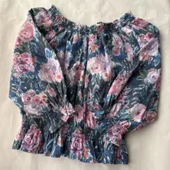 【レイカズン】 花柄 シャーリング オフショル トップス