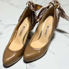 【✨極美品✨】DIANA ダイアナ キャメル スカーフ パンプス エレガント