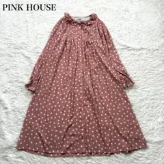 ピンクハウス フード付きワンピース 花柄 ドット ピンタック