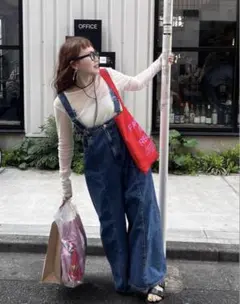 yuw マルチウェイデニムパンツ サロペット オーバーオール Lサイズ