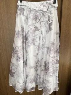 tocco closetフラワープリント フレアスカート ホワイト/パープル M