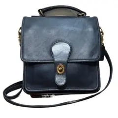 【人気・希少】オールドコーチ2way ショルダーバッグ 紺ネイビー ターンロック