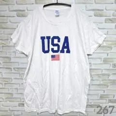 メイドインUSA 半袖Tシャツ クルーネック ロゴ XL 白 綿 カジュアル