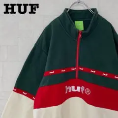 a【激レア】ハフ★センター刺繍ロゴ ハーフジップスウェット 入手困難 581