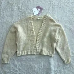 ◆【未使用】ヘルム　ざっくり編み　カーディガン　オープンフロント　ベージュ