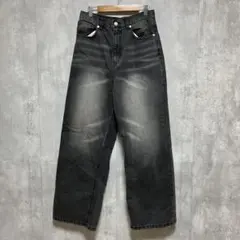 モノマート　流行り！ヴィンテージメイクバギーセミワイドデニムパンツ ストリート系