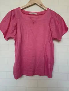 SALE 麻リネン100 イヴサンローラン YSLロゴ刺繍 ピンクカットソー M