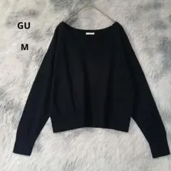 GUネイビー Vネック 長袖ニット M　シンプル　とろみ