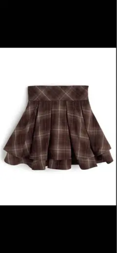 インパン裏地付きチェック柄ティアードフレアミニスカート GRL ブラウン