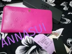 ☆新品☆アナスイ☆長財布☆ピンク☆ローズ柄☆ゴールド☆バラ 