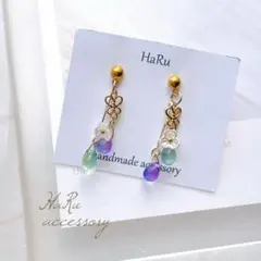 【 80 】チェコビーズ お花 蝶々 ピアスorイヤリング