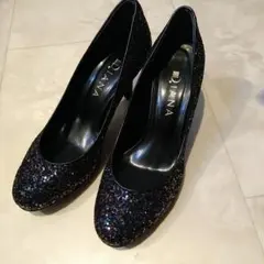 極美品！DIANA黒ラメ ハイヒール グリッター ポインテッドトゥ