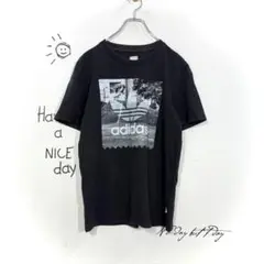 アディダス Tシャツ(M) ブラックバード デニス フォト トレフォイルロゴ