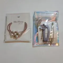 パールヘアゴムと花デザインヘアピンセット