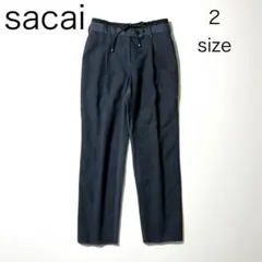 3683【美品】サカイ メッシュトラウザーパンツ スラックス 紺　Mのサムネイル
