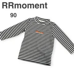 RRmoment ボーダー 長袖トップス 90 黒白 リブ カットソー