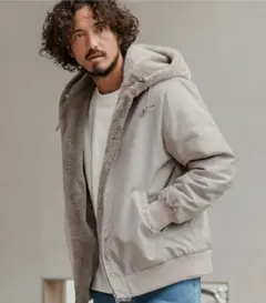 CAMBIO カンビオ リバーシブルボアジャケット フード付き グレージュ