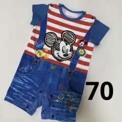 Disney Mickey 重ね着風　半袖カバーオール　薄手　夏　男の子　70