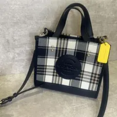 新品同様✨コーチ トートバッグ 2way デンプシー チェック ネイビー