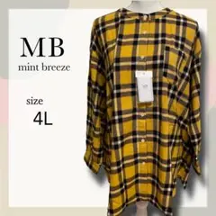 新品 MB mintbreeze チェックシャツ イエロー 4L 秋冬 コットン