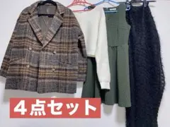 チェック柄ダブルブレストジャケット ニット ワンピース