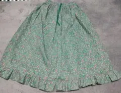 SamansaMos2　花柄フレアスカート 緑色　フリーサイズ