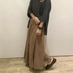 studio CLIP コットンボイルシャーリングスカート インド製 キャメルのサムネイル