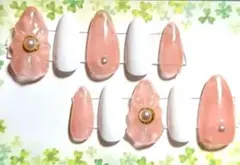 ぷっくりネイル　ワンホンネイル　上品ネイル　春ネイル　夏　フラワーネイル　量産型