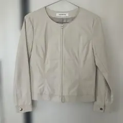 NATURAL BEAUTY BASIC ベージュ レザー ノーカラージャケット