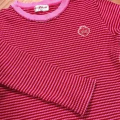 mezzo piano 長袖 ニット 130 ピンク ボーダー フリル