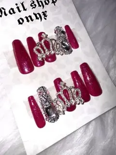 ネイルチップ ピンク ギャル シルバーストーン 王冠