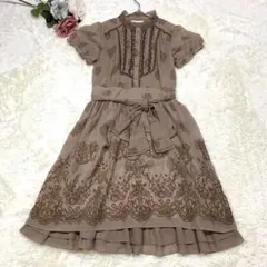 axes femme  ロングワンピース フリル リボン 刺繍 M