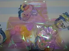 肉球 スクイーズ 3個セット 透明 グラデーション