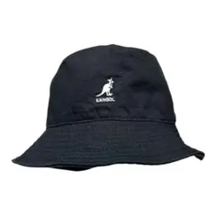 KANGOL バケットハット ブラック ロゴ刺繍 M