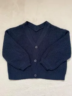 レディース　ネイビー編み込みカーディガン