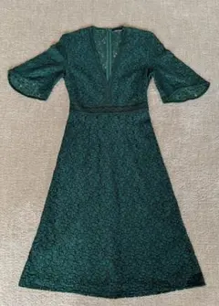 ZARA WOMAN ダークグリーン レースワンピース 半袖【難あり】