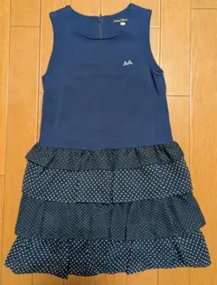 BeBe120cm【着用２回/美品】べべワンピース　キッズ女の子紺色