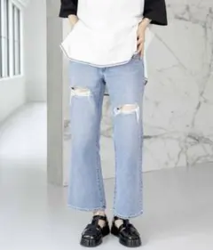 [niko and ...JEANS 2023AW] クロップドフレアデニム