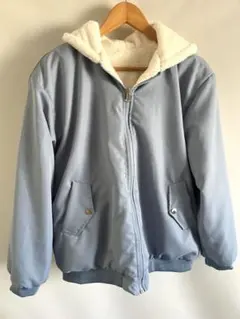 もこもこ裏ボア フード付きブルゾン 水色 ブルー 防寒 アウター 冬