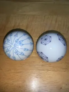 和柄陶器のインテリアボール2個セット